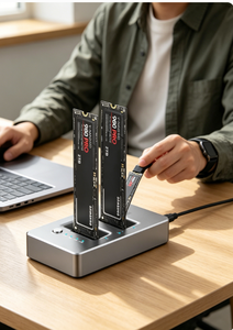 Base de Conexión Multifuncional para Disco Duro en Caja de Aluminio, <span class=keywords><strong>USB</strong></span> 2.0 a <span class=keywords><strong>SATA</strong></span> <span class=keywords><strong>IDE</strong></span> de 2.5/3.5 Pulgadas, Lector de Tarjetas, Adaptador de Corriente Incluido - Product Image 2