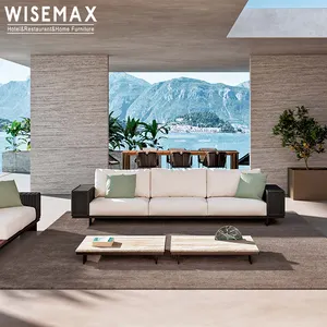 WISEMAX FURNITURE Nordic Alumínio Frame Braço Cadeira Outdoor Mobiliário Corda Tampa Jardim Loveseat Sofá Cadeira Para Hotel Piscina Side