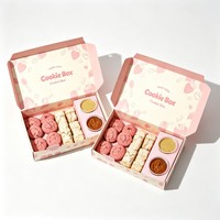 Boîte d'emballage en carton ondulé personnalisée pour gâteaux, pâtisseries et biscuits, de qualité alimentaire, avec compartiment pour coupelle de sauce, pour expédition et livraison, idéale pour boulangeries