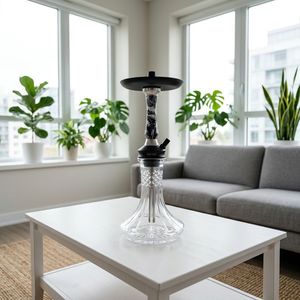 Juego de Cachimba de Vidrio Transparente con Patrón de Mármol, 3 Cachimbas Coloridas, Base de Metal Negra para Uso en Salones - Product Image 4