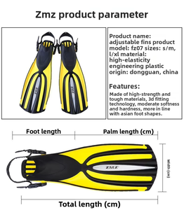 <span class=keywords><strong>Aletas</strong></span> <span class=keywords><strong>de</strong></span> Natación Profesionales Ajustables Tipo Arco, Material PP Ecológico, para Snorkel, Buceo Libre, Buceo con Escafandra, Talón Abierto - Product Image 2