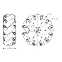 Jeu de 10 pouces 254mm Mecanum Wheel avec 4 pièces corps en aluminium et rouleaux de roulement état neuf modèle 14141