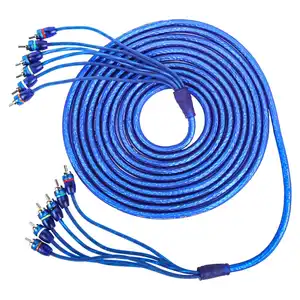 Hot sale Car RCA audio Interconnect Cable Blue 17 Ft 6 channel twisted pair RCA cables