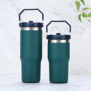 Gobelet isotherme personnalisé en acier inoxydable 304 à double paroi avec couvercle et poignée, vente en gros - Product Image 6