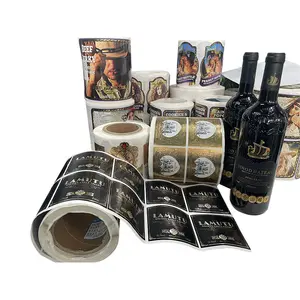 Personalizzato privato stampa goffratura etichetta impermeabile per bottiglie di vino rotonde bottiglie di acqua adesivo etichetta adesivo