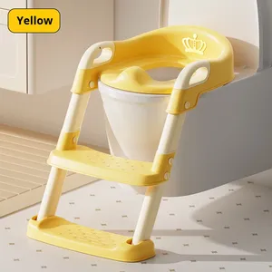Taburetes Infantiles de Plástico, <span class=keywords><strong>Asiento</strong></span> de Inodoro Plegable Tipo Escalera con Diseño de <span class=keywords><strong>Corona</strong></span> para Niños y Niñas, para el Hogar - Product Image 1