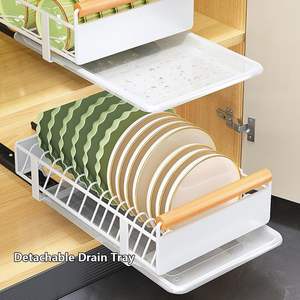 منظم خزانة مطبخ معدني شديد التحمل أدراج منزلقة لتخزين الأطباق والأواني معبأة في صندوق - Product Image 5