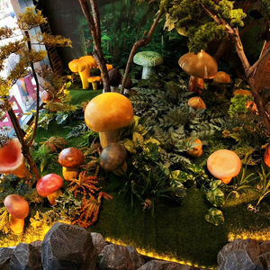 Sculpture de champignon en fibre de verre pour jardin, décoration extérieure, art de pelouse, ornement végétal artificiel, forme irrégulière, autoportant - Product Image 1