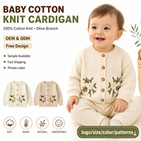 Suéter de Punto 100% Algodón Natural para Bebé, Marca Privada, Diseño Rama de Olivo, Conjunto de Ropa para Niños