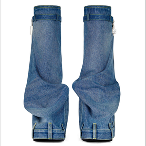 Automne et hiver nouvelle semelle épaisse Cowboy botte jupe <span class=keywords><strong>requin</strong></span> tête ronde femmes bottes commerce extérieur grand long baril boucle de ceinture - Product Image 5