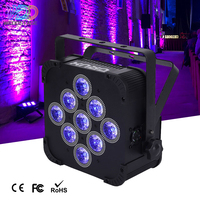 Projecteur LED plat à batterie 9*18W 6-en-1 RGBAW+UV noir pour événements, fêtes et éclairage DJ