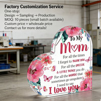 Cadeaux en acrylique personnalisés pour la fête des mères, cadeaux d'anniversaire pour maman, souvenirs en acrylique en forme de cœur, ornements décoratifs de bureau