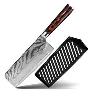 일본 작풍 부엌 칼 디자인 좋은 간격을 가진 7 인치 Pakka 목제 손잡이 67 개의 층 다마스커스 강철 식칼 칼