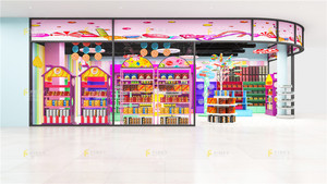 Custom colorato negozio di Snack mobili negozio di dolci Display scaffali pasticceria parete arredamento negozio di caramelle Interior Design - Product Image 4