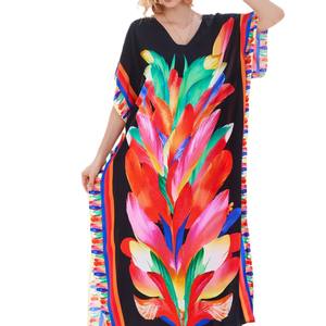 Beach Vacation Robe At603 Rayon Imprimé Lâche Bikini Couverture Extérieure Protection Solaire Cover-Up - Product Image 2