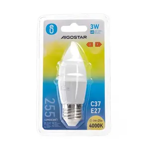 Ampoule LED C37 E27 3W, efficacité énergétique, lumière chaude, idéale pour l'éclairage décoratif et d'ambiance dans les espaces - Product Image 2