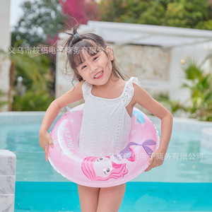 Bouée de natation gonflable sirène de dessin animé pour enfants, utilisation en piscine et parc aquatique, PVC rond épaisseur 0,20 mm XLH-80 - Product Image 3