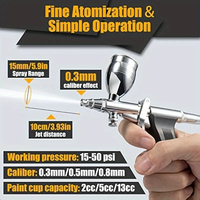 Kit d'aérographe SK-116 avec deux buses (0.3mm et 0.8mm) et tasses en aluminium (2cc, 5cc, 13cc)