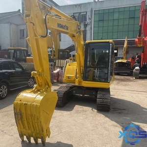 Mini-excavatrice Komatsu PC60 de 6 tonnes d'occasion, machine de construction sur chenilles hydraulique, pelle de terrassement, pompe PLC, roulement, boîte de vitesses, moteur - Product Image 1