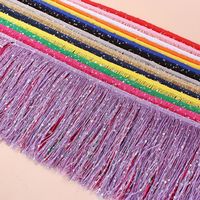 Promotion : Franges en nylon épaissi et crypté de 20 cm avec sequins et pompons, garniture brillante en franges à pampilles