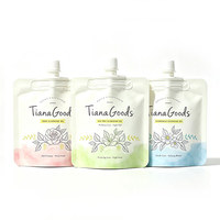 Pochette souple portable personnalisée avec bec verseur, format voyage, design coloré, pour gel nettoyant cosmétique, emballage plastique