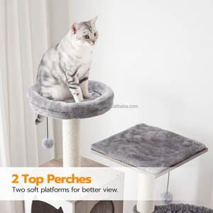 Arbre à <span class=keywords><strong>chat</strong></span> en bois massif réglable en hauteur, du sol au plafond, structure en bois pour grimper, emballé en carton - Product Image 5