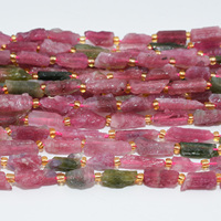 Perles brutes de tourmaline pastèque naturelle, taille brute 3x9mm-6x18mm