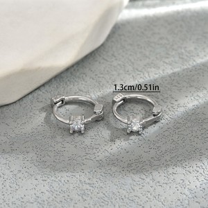Geometric Stud <b>Earrings</b> Inlaid With Zircon Claw Setting Stainless Steel Ear <b>Post</b> For Women Fashion Jewelry - Product Image 4