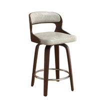 Tabouret de bar moderne à dossier haut pivotant en cuir PU avec pieds en bois et base en métal, vente en gros d'usine en Chine, meubles de cuisine
