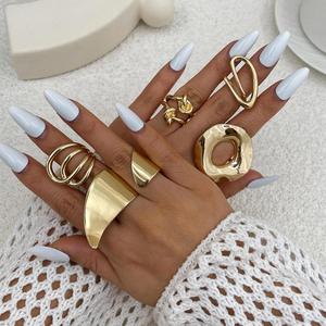 Anillos de Nudillo Geométricos Irregulares Estilo Vacaciones en la Playa, Unisex, Vintage, Color Oro y Plata, Aleación Abierta - Product Image 4