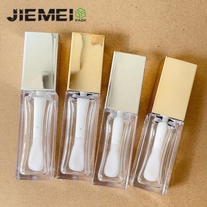 Jie Mei gói vẻ đẹp lạ mắt kim loại bạc nắp vàng vuông 8ml 10ml Rỗng Lip Gloss ống lớn DOE chân Lipgloss chai container - Product Image 2
