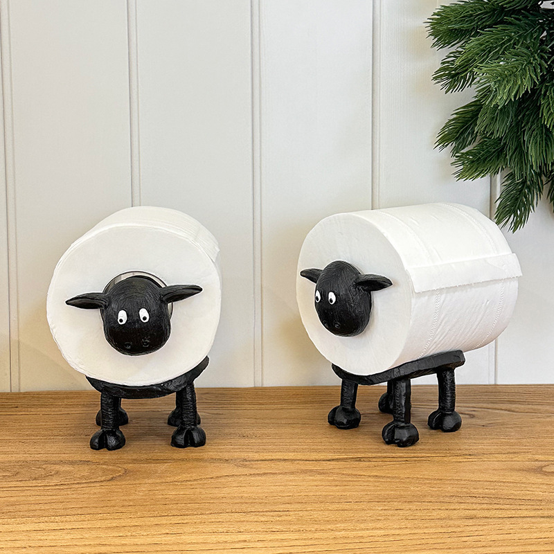 1-3 Pcs Sheep Toilet Roll Holder Funny Toilet Free Standing Bathroom Black Sheep Loo Roll Holder Hilarious Tissue Storage Decor(Cow) ( Sheep(3pcs