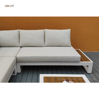 Ensemble de salon de jardin de luxe BHR blanc, ensemble de salon d'angle extérieur avec table carrée, cadre en aluminium épaissi de haute qualité
