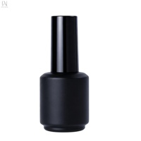 Bouteille en verre cylindrique noire classique de 15 ml et 16 ml pour vernis à ongles en gel, avec bouchons et pinceaux, contenants vides personnalisables avec logo OEM – Produit très vendu