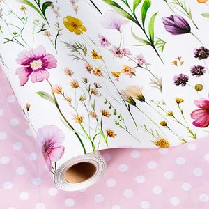 Papel de regalo con diseño de flores, doble cara, 23.4 pies cuadrados, reciclable, para manualidades, con diseño de flores silvestres, para cumpleaños, bodas, Día de la Madre - Product Image 1