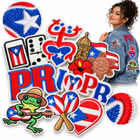 Lot de patchs drapeau Porto Rico en gros, motifs Coqui, grenouille, maracas, cœur, thermocollants et à coudre, pour loisirs créatifs, cadeaux, décoration, patchs de créateur