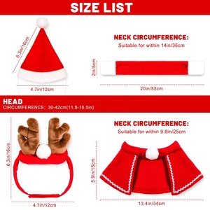 Pafu Creative Pet Costume De Noël Ensemble Renne Bois Bandeau Père Noël Chapeau Écharpe Rouge Noël Jeu De Rôle Fournitures Ensemble - Product Image 3
