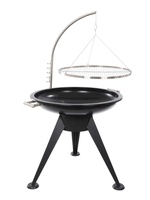 Barbecue pivotant moderne de 80 cm au charbon de bois avec design de foyer, construction en fer, télécommande et dispositif de sécurité des flammes