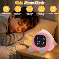 Réveil pour enfants avec veilleuse, horloge d'apprentissage du sommeil pour tout-petits, horloge rechargeable en silicone avec double alarme et fonction « OK pour réveiller »