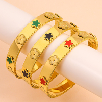 Gran oferta, recién llegados, pulsera de cadena de trébol de cinco hojas de flores coloridas chapadas en oro para mujer, regalo de joyería de moda