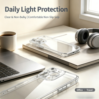 Casing HP TPU Transparan Anti-Slip Anti-Kuning Tahan Banting 360 Derajat Presisi untuk 16 15 Pro Max Slim Lembut