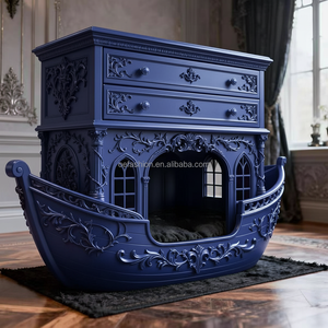 Lit pour chien en bois massif vert émeraude OE-FASHION, mobilier pour animaux <span class=keywords><strong>de</strong></span> compagnie vert forêt <span class=keywords><strong>de</strong></span> luxe, table <span class=keywords><strong>de</strong></span> chevet avec <span class=keywords><strong>rangement</strong></span> - Product Image 2