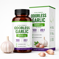 Gélules d'ail inodores extra-fortes 10000mg équivalent 5000mcg d'allicine pour le soutien cardiaque et immunitaire, marque privée, 100 unités