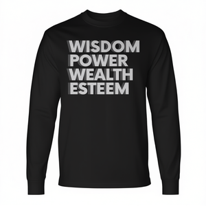 Wisdom Power Wealth Esteem T-shirt à manches longues de qualité supérieure, coupe unisexe - Product Image 2
