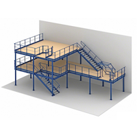 Mezzanine en acier robuste détachable pour entrepôt, aménagement personnalisable, capacité de charge de 500 kg, revêtement électrostatique en poudre