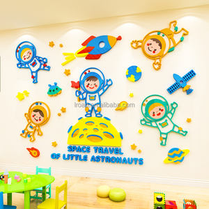 Autocollant mural décoratif d'astronaute de dessin animé, vaisseau spatial, bricolage, art acrylique, autocollant mural pour <span class=keywords><strong>chambre</strong></span> de garçon, salle de jeu, décoration murale - Product Image 3