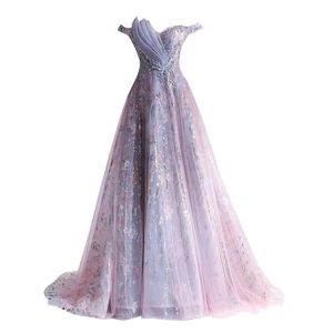 S0861H Nouvelle Robe de Mariée Élégante 2025 en Dentelle Royale à Imprimé Floral Violet avec Traîne Chapelle - Product Image 5