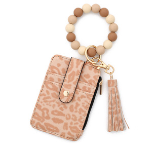 Cổ Hạt Móc Chìa Khóa Vòng tay thẻ tín dụng đính cườm Vòng tay lớp thẻ túi ví với tua Silicone đính cườm Vòng tay móc khóa - Product Image 3