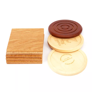Sustainable Beech New Round Square Wood Drink Walnut Dark Blank Pallet <b>Cup</b> <b>Mat</b> High Quality Coaster for Coffee Beer Tea Serving - Product Image 1