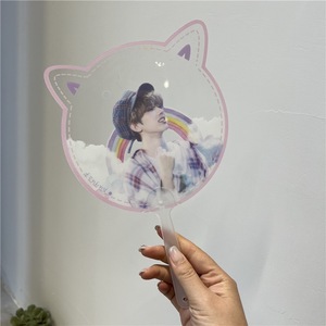 Special Shape Print KPOP Plastic clear Transparent Hand Fan for Support